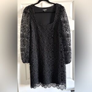NWOT Express Black Lace Sleeve Shift Fully Lined Dress